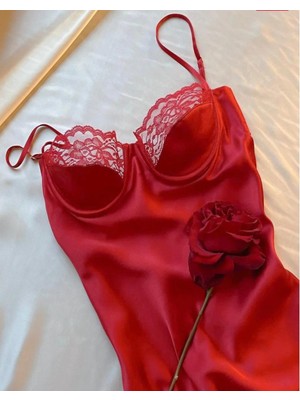 Hama Love Kadın Kırmızı Saten Gecelik