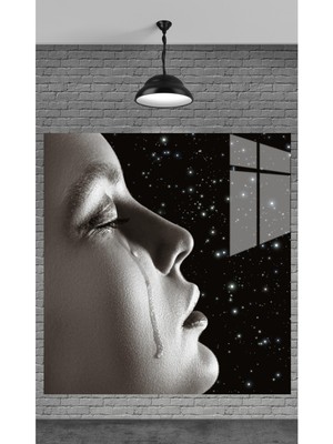 Muhteşem Ağlayan Kadın Temperli Cam Üzerine Tablo Sevgilinize Yılbaşı