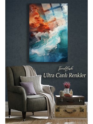 Deniz ve Kayalıklar Manzaralı 4mm Lüks Kırılmaz Temperli Yüksek Çözünürlüklü Cam Tablo