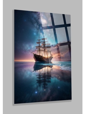 Gemi Görseli Harika Tasarım Lüks Yüksek Çözünürlüklü Kırılmaz Cam Tablo Ev Ofis Iş Yeri Hediryesi