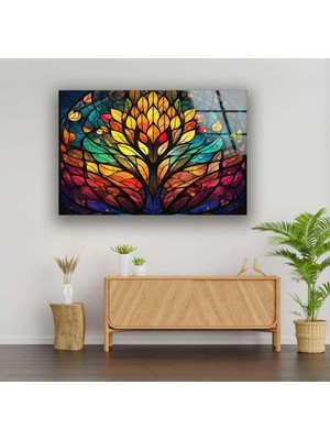 Lekeli Hayat Ağacı Temperli Cam Duvar Tablosu