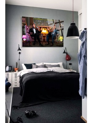 Messi ve Ronaldo Genç Odası Için Lüks 4mm Kırılmaz Temperli Yüksek Çözünürlüklü Cam Tablo