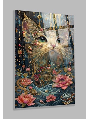 Kırılmaz 4mm Yüksek Çözünürlüklü Cam Tablo Harika Kedi Tasarımlı Cam Tablo