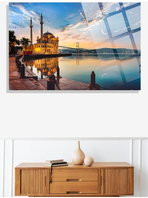 Istanbul Boğaz Manzara 4mm Lüks Kırılmaz Temperli Yüksek Çözünürlüklü Cam Tablo