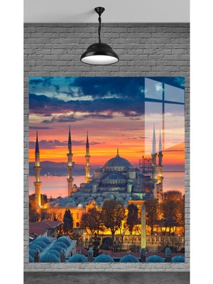 Muhteşem Istanbul Camii Temperli Cam Üzerine Tablo Sevgilinize Yılbaşı Hediye