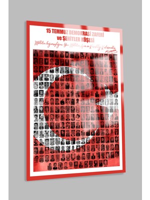 15 Tembuz Demokrasi Zaferi ve Şehitler Köşesi Kırılmaz Lüks Cam Tablo Okula Özel Tablo Iş Yeri