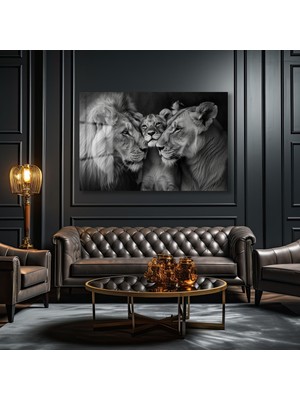 Sevgili Aslanlar Aslan Ailesi Kırılmaz Cam Tablo Ev Ofis Iş Yeri Hediryesi