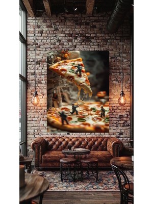 Özkacar Group Pizza Yapan Işciler V2 Cafe Restorant Dükkan  Dekarasyon Kanvas Tablo