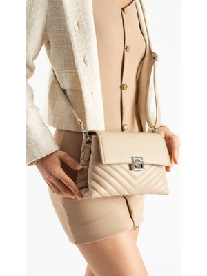 Çanta Trend *** Kadın Bej Çift Askılı El ve Omuz Çantası