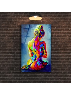 Marsilyan Rengarenk Kadın Nü Sanatı Cam Tablo