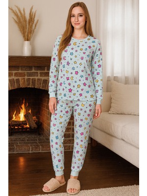 Remsa Kadın Kelebek Desen Comfort Pijama Takımı 0501 Buz Mavi
