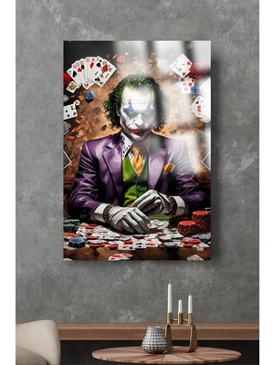 Marsilyan Joker Harika Kartlı Tasarım Kırılmaz Lüks Cam Tablo Ultra Canlı Renkler Ev, Iş Yeri, Ofis Hediyesi
