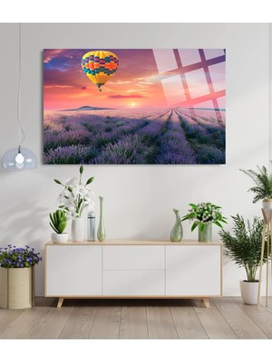 Lavanta Bahçesi Kırılmaz Cam Tablo, Ev ve Ofis Hediyesi Yüksek Çözünürlüklü 4mm Lüks Tablo