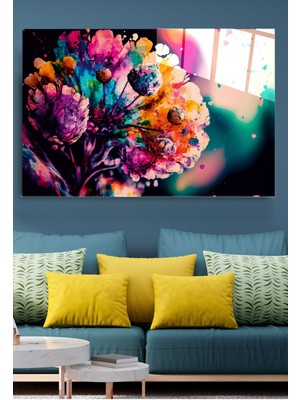 Marsilyan Renkli Çiçek Cam Tablo, Dekoratif Cam Tablo