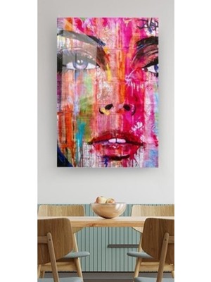 Boyalı Kadın Cam Tablo, Kadın Tabloları, Insan Tablo, Duvar Dekor, Büyük Tablo, Cam Duvar Tablo