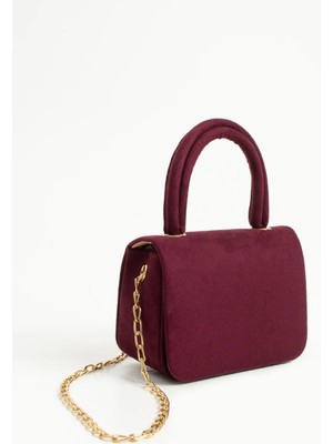 Çanta Trend *** Kadın Şık Ufak Bordo Süet El ve Omuz Çantası