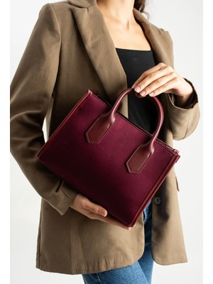 Çanta Trend *** Kadın Bordo Süet El ve Omuz Çantası