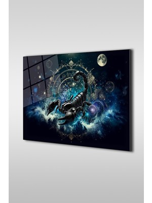 Marsilyan Akrep Burcu 2 Dekoratif Yatay Cam Tablo