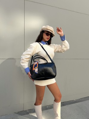 Çanta Trend *** Vintage Model Siyah Kadın El ve Omuz Çantası