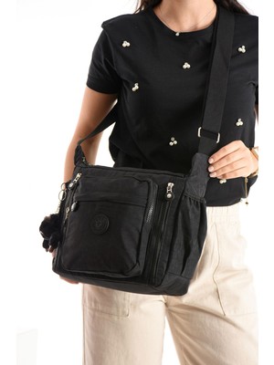 Çanta Trend Çapraz Askılı Ultra Hafif Çok Cepli Omuz Çantası Siyah (Model: 571-6M)