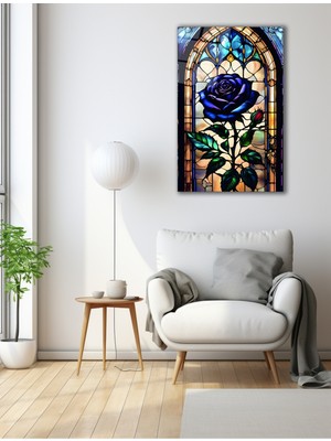 Marsilyan Vitray Mor Gül Cam Tablo