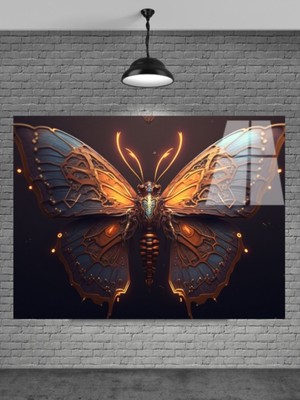 Marsilyan 3D Kelebek Cam Tablo Ev Dekorasyon,balkon Dekorasyonu,dekoratif,duvar Tablo,mutfak Tablo