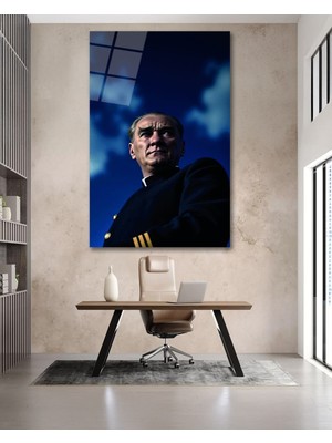 Gümüş Çerçeve Görünümlü Atatürk Cam Tablo