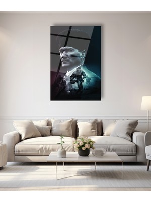 Atatürk ve Askerlerimiz Çanakkale Cephesi Cam Tablo