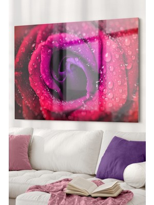 Marsilyan Pembe Gül| Çiçekl Temalı Cam Tablo | 50X70 cm