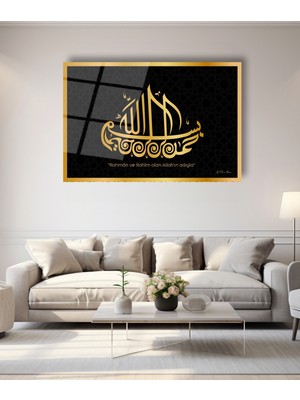 Nuh'un Gemisi Besmele Siyah ve Gold Cam Tablo