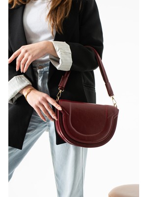 Çanta Trend *sakura Model Bordo Gold Detaylı 2 Askılı Kadın El ve Omuz Çantası