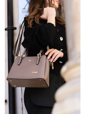 Çanta Trend Kadın Uzun Askılı 4 Bölmeli Aksesuarlı Sade Şık Omuz ve El Çantası