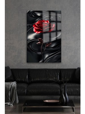 Marsilyan Metalik Gül Tasarımı Cam Tablo Ev Hediyesi Iş Yeri Hediyesi Kırılmaz Lüks Modern Tablo