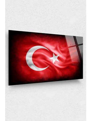 Kırmızı Türk Bayrağı Cam Tablo Şanlı Al Bayrağımız Göklerde Cam Tablo 29 Ekim Ofis Dekor