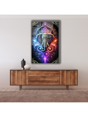 Marsilyan Altın ve Siyah Aslan Cam Tablo