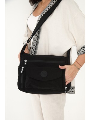 Çanta Trend Sanmorris Kadın Suya Dayanıklı Krinkıl Kumaş Çok Gözlü Ayarlanabilir Çapraz Askılı Omuz Çantası