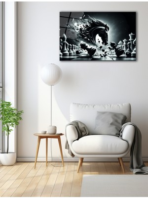 Siyah At ve Satranç Cam Tablo