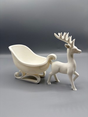 Empressco Beyaz Ren Geyiği ve Kızak Noel Temalı Toplama Kasesi Dekoratif Biblolu