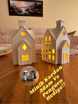 Empressco Beyaz 2'li Kış Temalı Ev Dekor Seti, LED ve Tealight Mumler Dahil