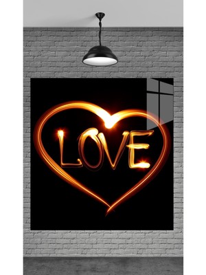 Marsilyan Muhteşem Görseliyle Love Yazısı Temperli Cam Üzerine Tablo Sevgilinize Yılbaşı Hediye