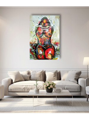 Marsilyan Renkli Nü Sanatı Cam Tablo