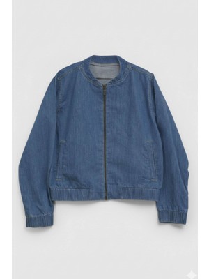 Markapia Kadın Mavi Bomber Denim Ceket