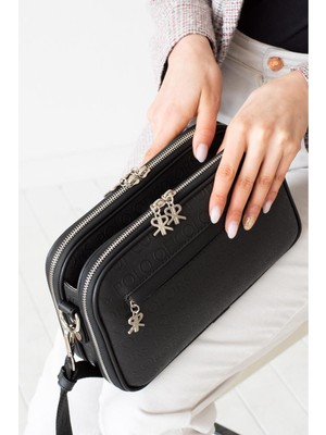 Çanta Trend Polo Of Colors Kadın Siyah 5 Bölmeli Ayarlanabilir Uzun Askılı Omuz Çantası Postacı Çantası