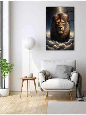 Marsilyan Bulutların Üstünde Aslan Cam Tablo