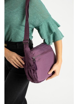 Çanta Trend Yumuşak Dokulu Ultra Hafif, Esnek ve Su Geçirmez Polyamid Kumaş Omuz Çantası Mor Model: (571-13-14C)