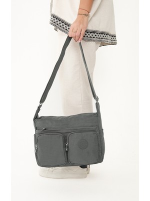 Çanta Trend Sanmorris Kadın Suya Dayanıklı Paraşüt Kumaş Çok Gözlü Ayarlanabilir Koyu Çapraz Askılı Omuz Çantası