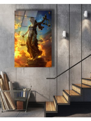 Themis Adalet Kadını Cam Tablo