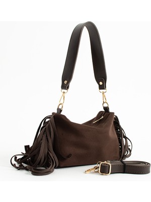 Çanta Trend Süet Acı Kahve Kadın El ve Omuz Çantası