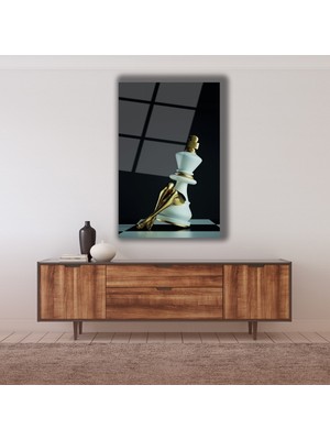 Beyaz Satranç Cam Tablo