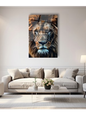 Aslan Portresi Cam Tablo